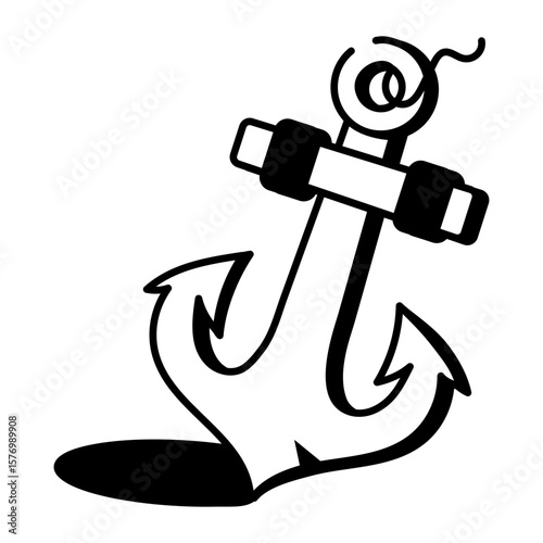 A sketchy style icon depicting ship anchor
