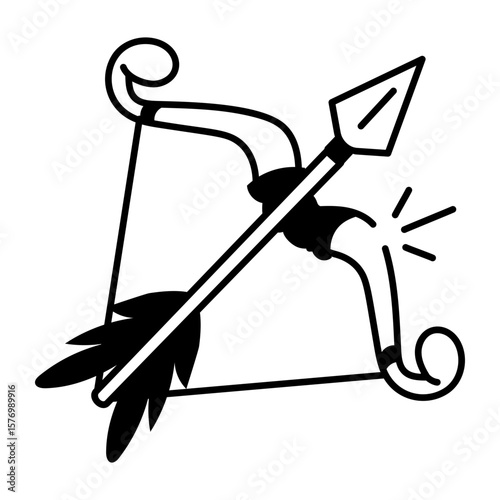 A doodle style icon showing archery bow
