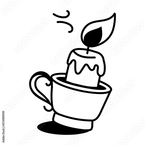 A drawing style icon representing cup candle
