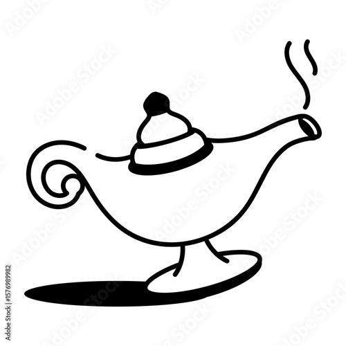 A hand drawn style icon showing ancient lamp

