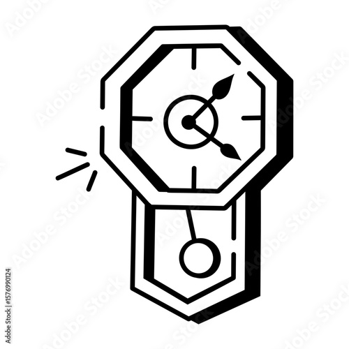 A sketchy style icon depicting antique clock
