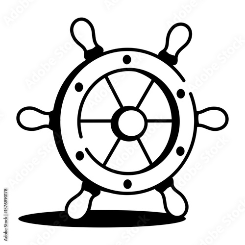 A drawing style icon representing ship wheel
