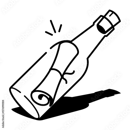 A doodle style icon showing message bottle
