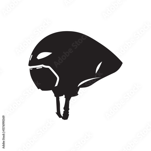 Winter helmet spot silhouette. robust, chin-strap helmet built for snowy slopes safety.