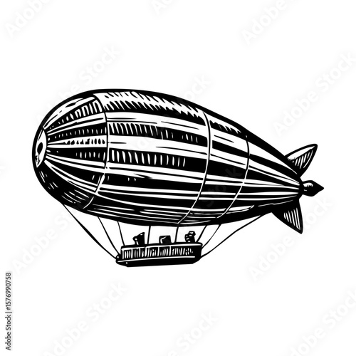 A vintage style illustration showing airship ride