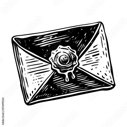 A glyph style illustration representing sealed letter