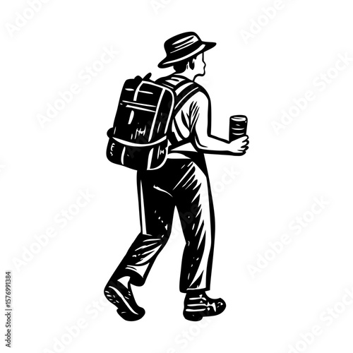 A vintage style illustration showing travelling