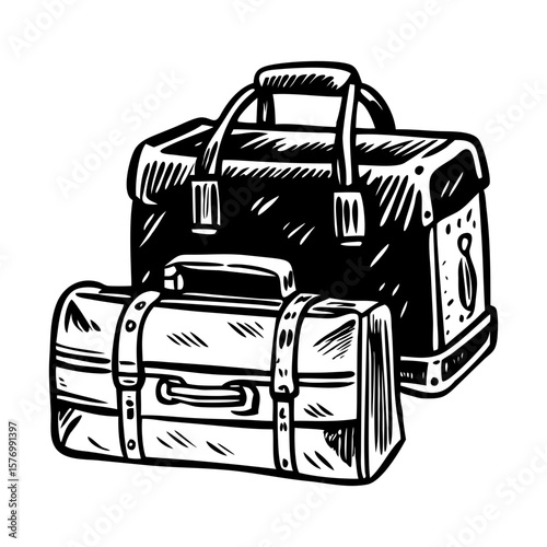 A glyph style illustration representing travel bags