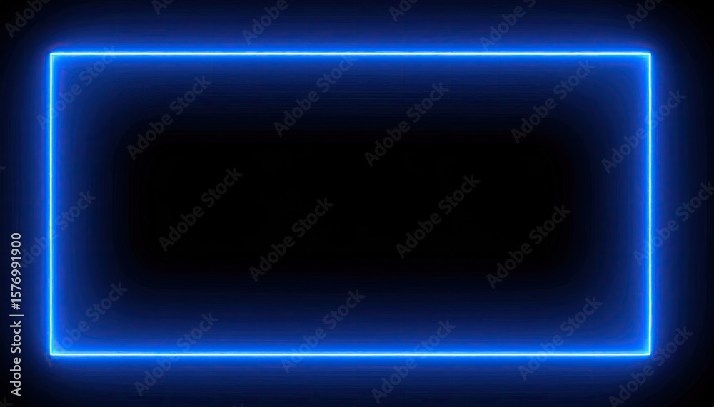 Neon blue rectangle on black background Neon blue rectangle on black background