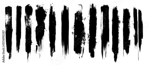 Set of abstract vertical grunge background templates. Vector black spots with jagged edges. Hand drawn brush strokes isolated on white. For text, advertising, texture desig