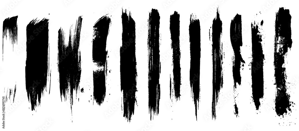 Straight line vector brush strokes. Black hand drawn stripes, smears. Chinese or Japanese calligraphy brushstrokes set. Rough grunge thick paint line texture. Vector sketch rectangle text boxes. Straight line vector brush strokes. Black hand drawn stripes, smears. Chinese or Japanese calligraphy brushstrokes set. Rough grunge thick paint line texture. Vector sketch rectangle text boxes.