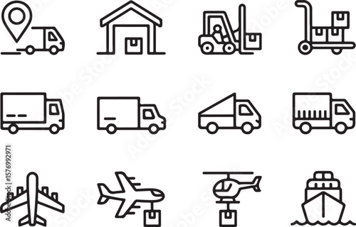 Streamlined Logistics Efficient Delivery and Transportation Icons