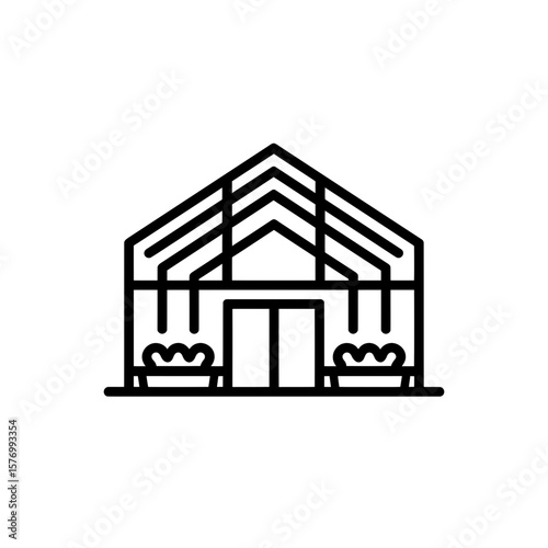 Wallpaper Mural minimalist line icon illustration of a greenhouse building with double doors and plants, concept for botanical design projects, agriculture education and sustainable garden concepts Torontodigital.ca