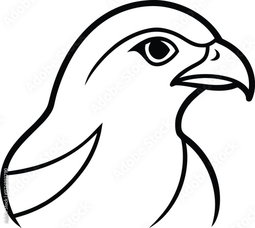 falcon head icon line art vector illustration on transparent background