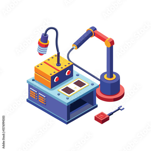 Industrial robotic arm assembly line machine