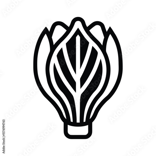 Bok Choy Stalk Outline Vector Illustration