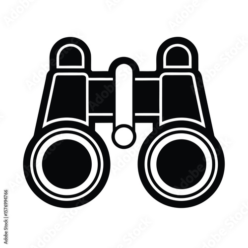 Binoculars With Two Lenses Outline Vector Illustration