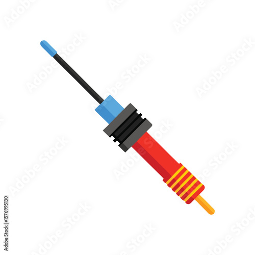 Detailed illustration of a soldering iron with a red handle