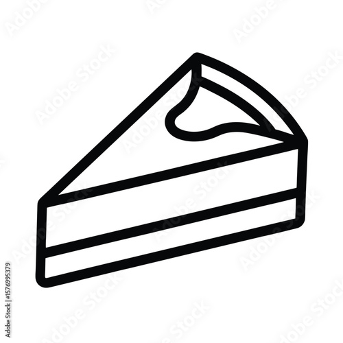 Cheesecake Slice Outline Vector Illustration