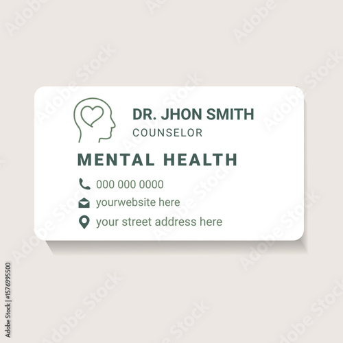 Minimalist Mental Health Counselor Business Card Design Template