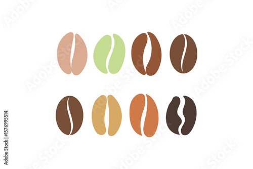 Various Coffee Beans Shades Roasted Brown Colors Variety