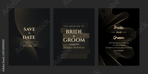 Elegant Gold Wedding Invitations Save The Date, Bride Groom