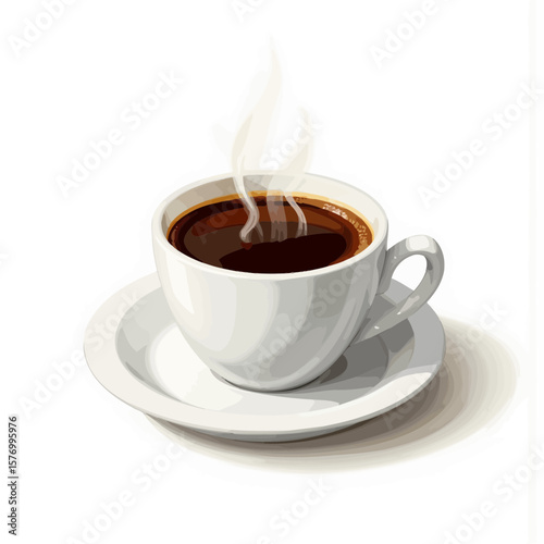 Hot coffee cup with steam on white background  