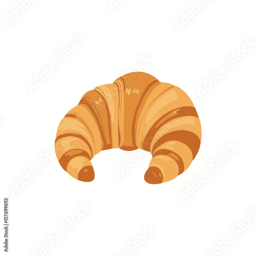 Freshly baked croissant in golden brown color  