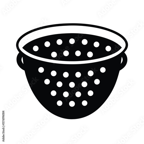 Colander With Holes Outline Vector Illustration