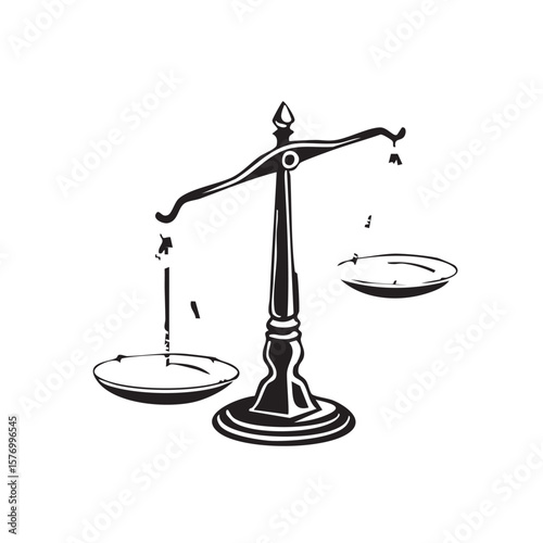 3D scales of justice with gold and silver symbols representing balance and equality in law and business
