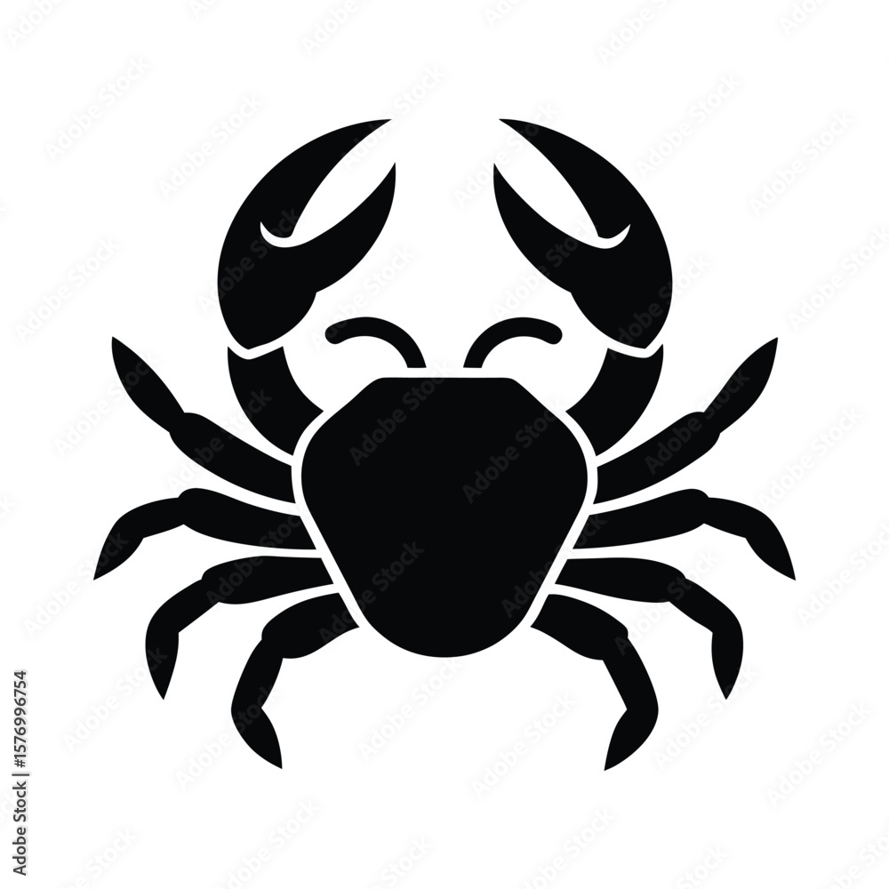 Fototapeta premium Crab With Claws Outline Vector Illustration