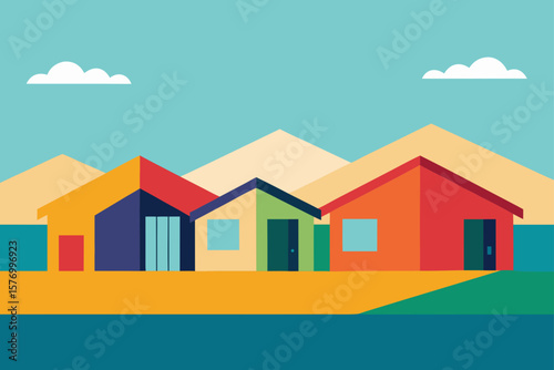 Vibrant Coastal Homes A Colorful Illustration of Seaside Architecture