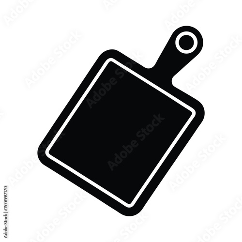 Cutting Board With Handle Outline Vector Illustration