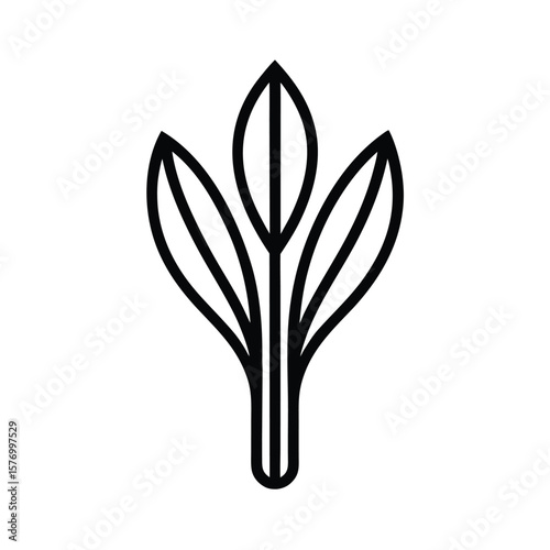 Dill Sprout Outline Vector Illustration