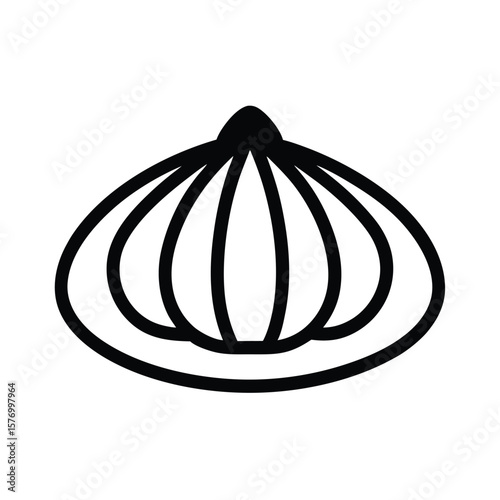 Dumpling With Pleated Edge Outline Vector Illustration
