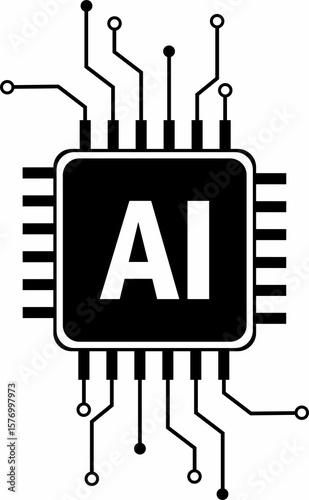 AI TECHNOLOGY BLACK AND WHITE VECTOR generation
