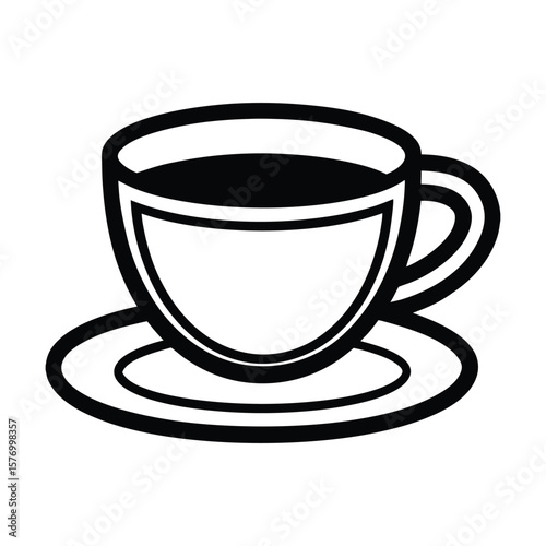 Espresso Cup With Saucer Outline Vector Illustration