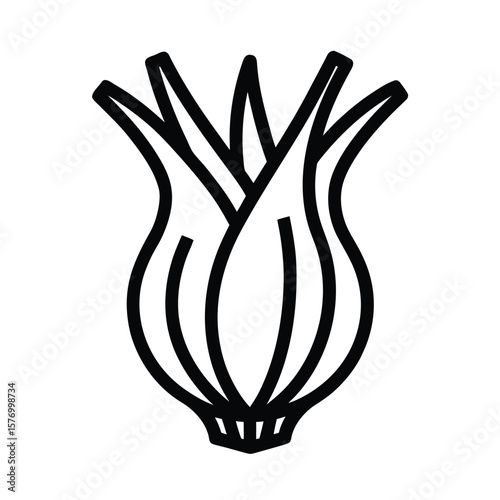 Fennel Sprout Outline Vector Illustration