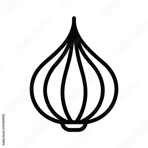 Garlic Sprout Outline Vector Illustration