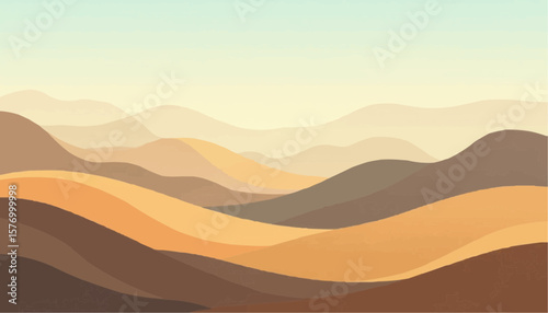 Abstract Mountain Landscape with Warm Earth Tones and Soft Pastel Sky