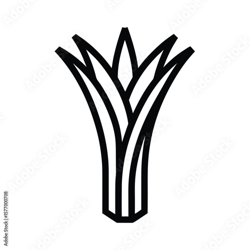 Leek Stalk Outlined Icon Vector Illustration