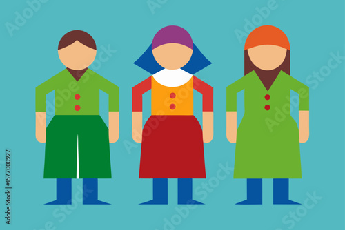 Celebrating Diversity A Colorful Illustration of Women in Traditional Attire