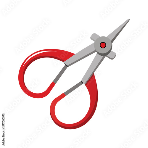 Red handled snap ring pliers tool on white background