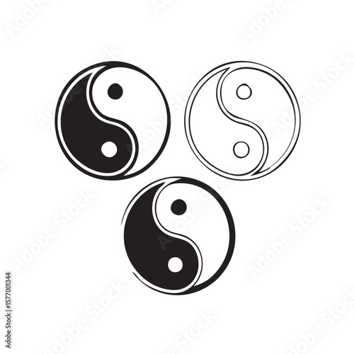 Harmony and Balance: Three intricate yin yang symbols embody the balance of opposing forces, showcasing the ancient Chinese philosophy of harmony and interconnectedness.