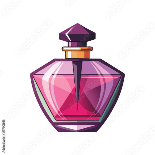 Elegant geometric perfume bottle with pink liquid