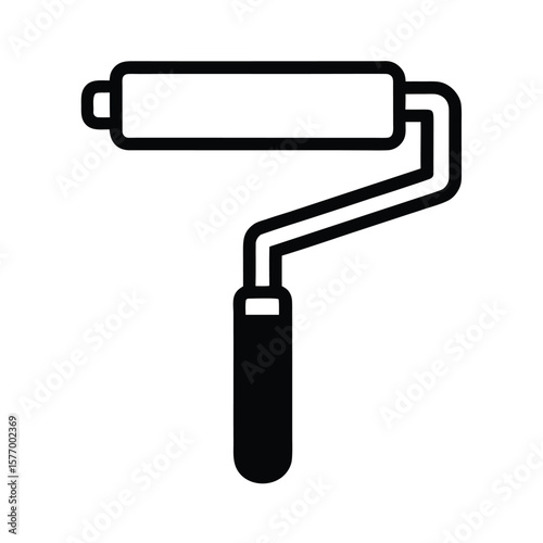 Paint Roller Outline Vector Illustration