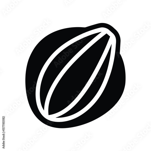 Pistachio With Shell Outline Vector Illustration