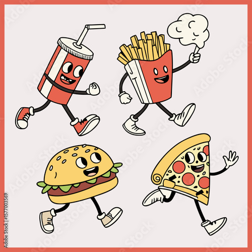 Tableau sur toile Hand drawn burger cartoon illustration