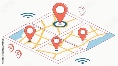 Find places location map gps navigation travel destination pointer marker route search direction guide app concept