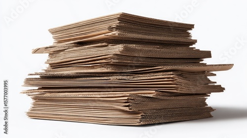 Neatly stacked cardboard sheets on white